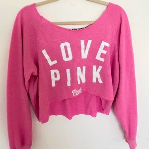 PINK cropped slouchy sweatshirt
